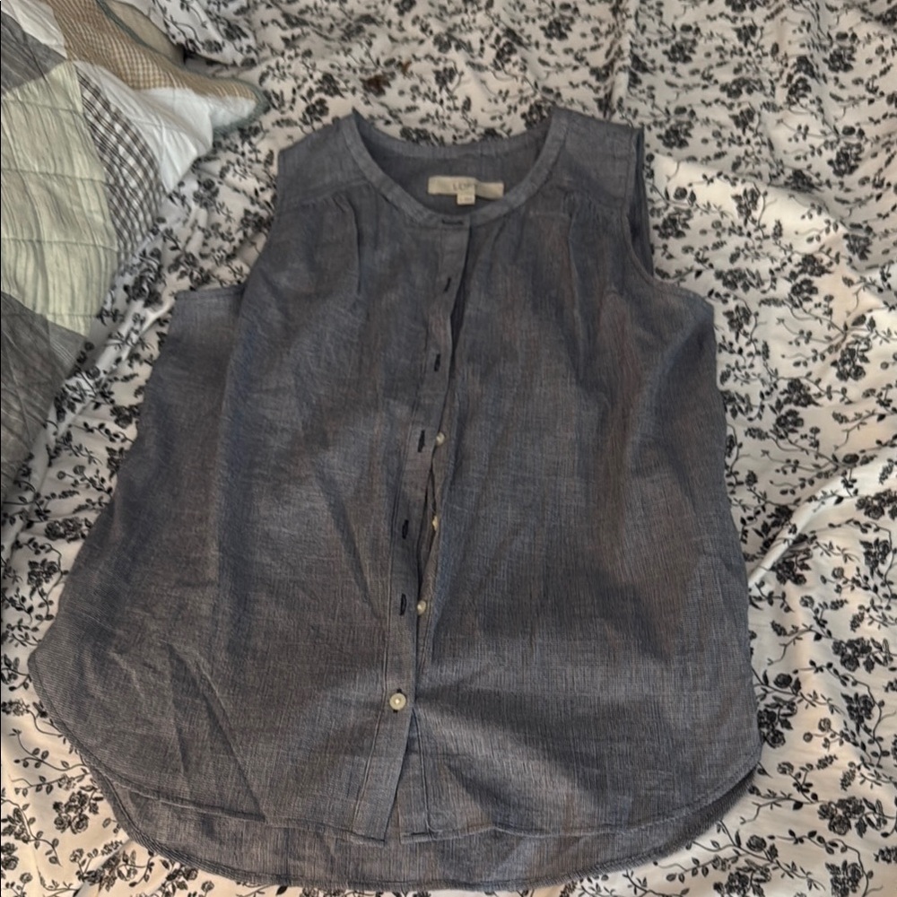 LOFT Blue Button Down Shirt with Classic Style